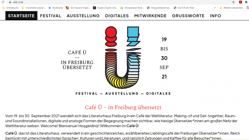 Cafè Ü- in Freiburg übersetzt -Festival, Ausstellung, Digitales (19.9. – 30.9.21)
